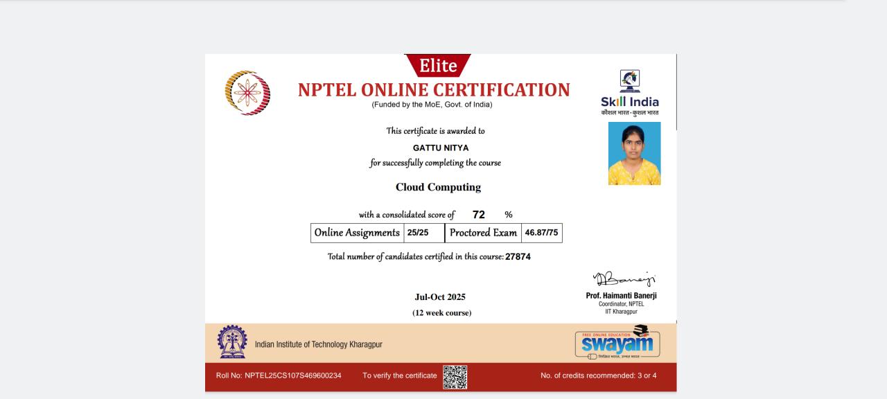 NPTel Certificate