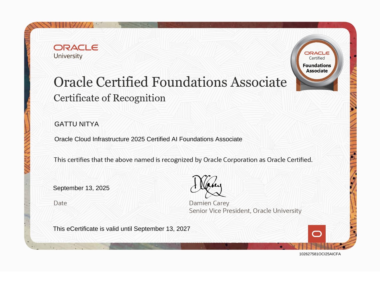 Oracle Certificate