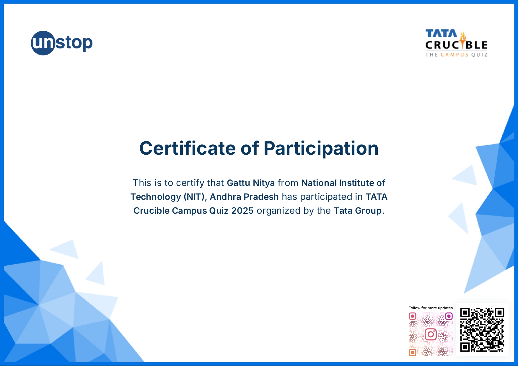 Tata Certificate